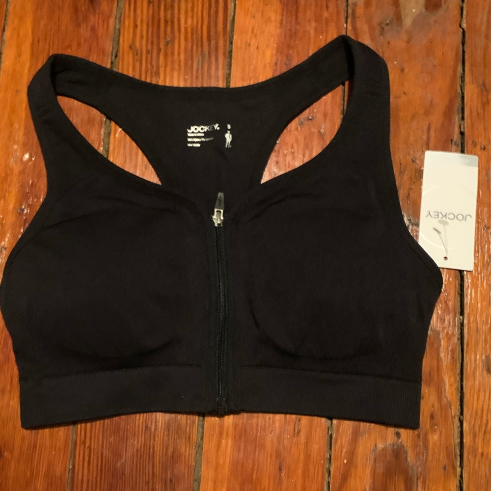 NWT Jockey Mid Impact Zip Front Sports Bra size S